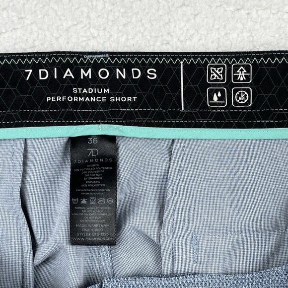 7 DIAMONDS Stadium Hybrid Performance Golf Shorts Mens 36 Blue Geometric Stretch - Picture 3 of 14